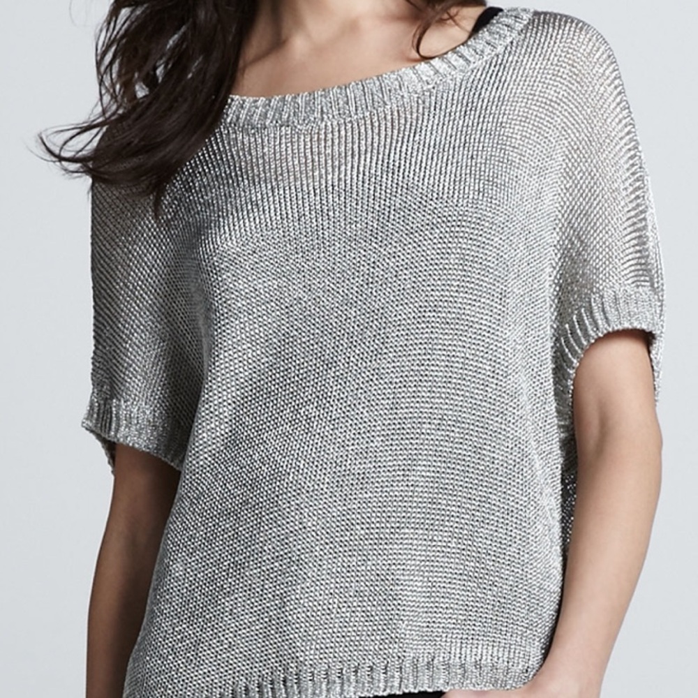 Vince Metallic Mesh Top Size Large